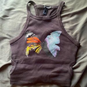 Grey tank top with butter fly